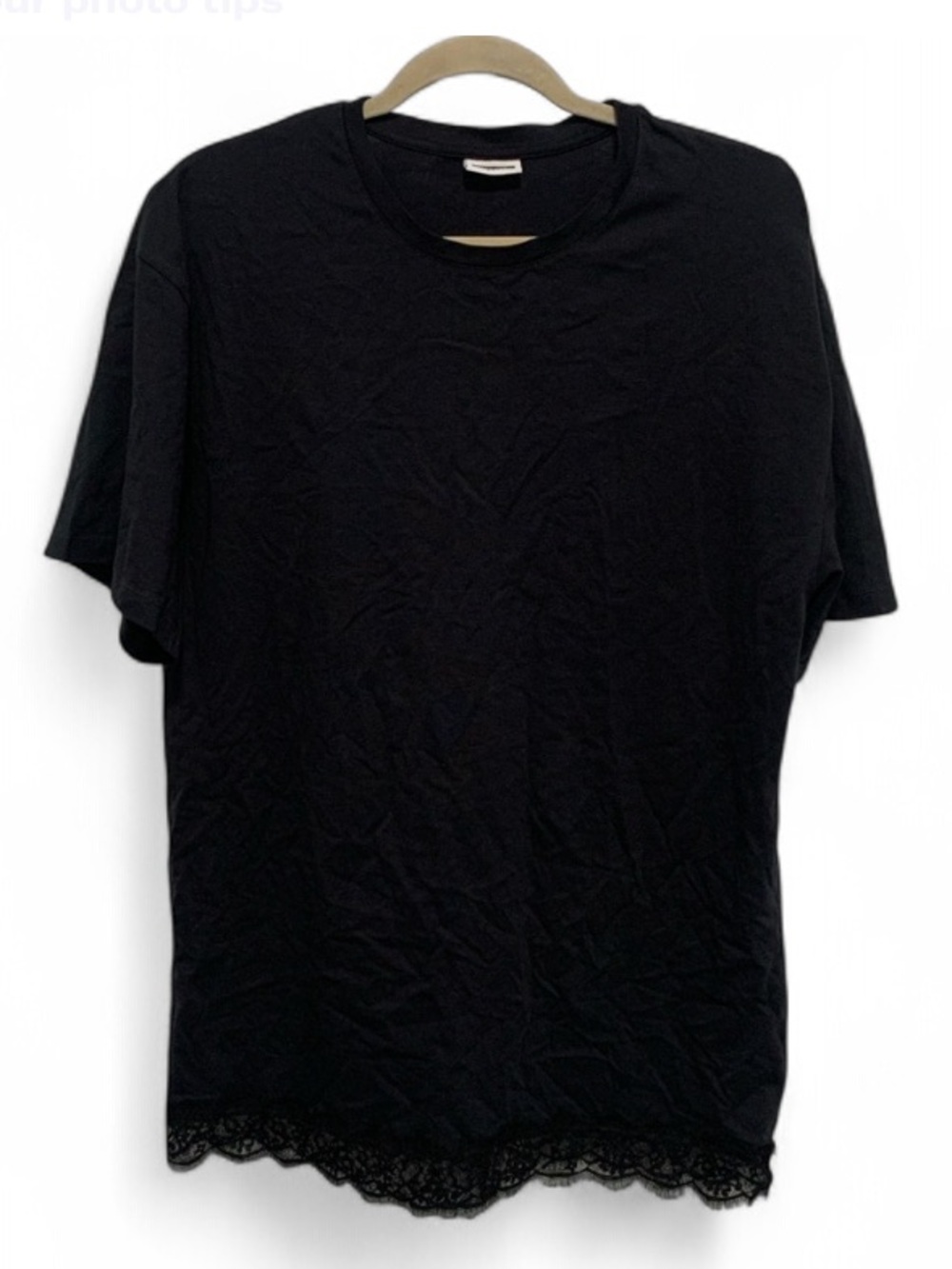 Noisy May Black Short-Sleeve Tee Shirt Mini Dress with Lace Hem
